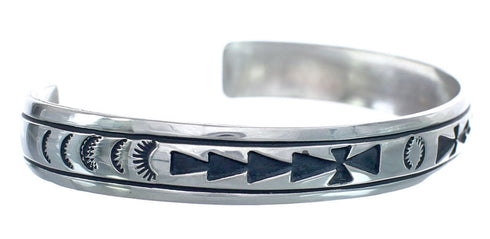 Native American Navajo Genuine Sterling Silver Cuff Bracelet JX123016